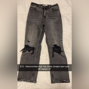 Abercrombie high rise ankle straight jean